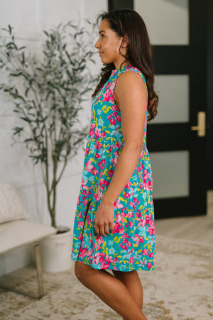 Lizzy Three Tier Tank Dress in Large Ditsy Floral (SM-3X)