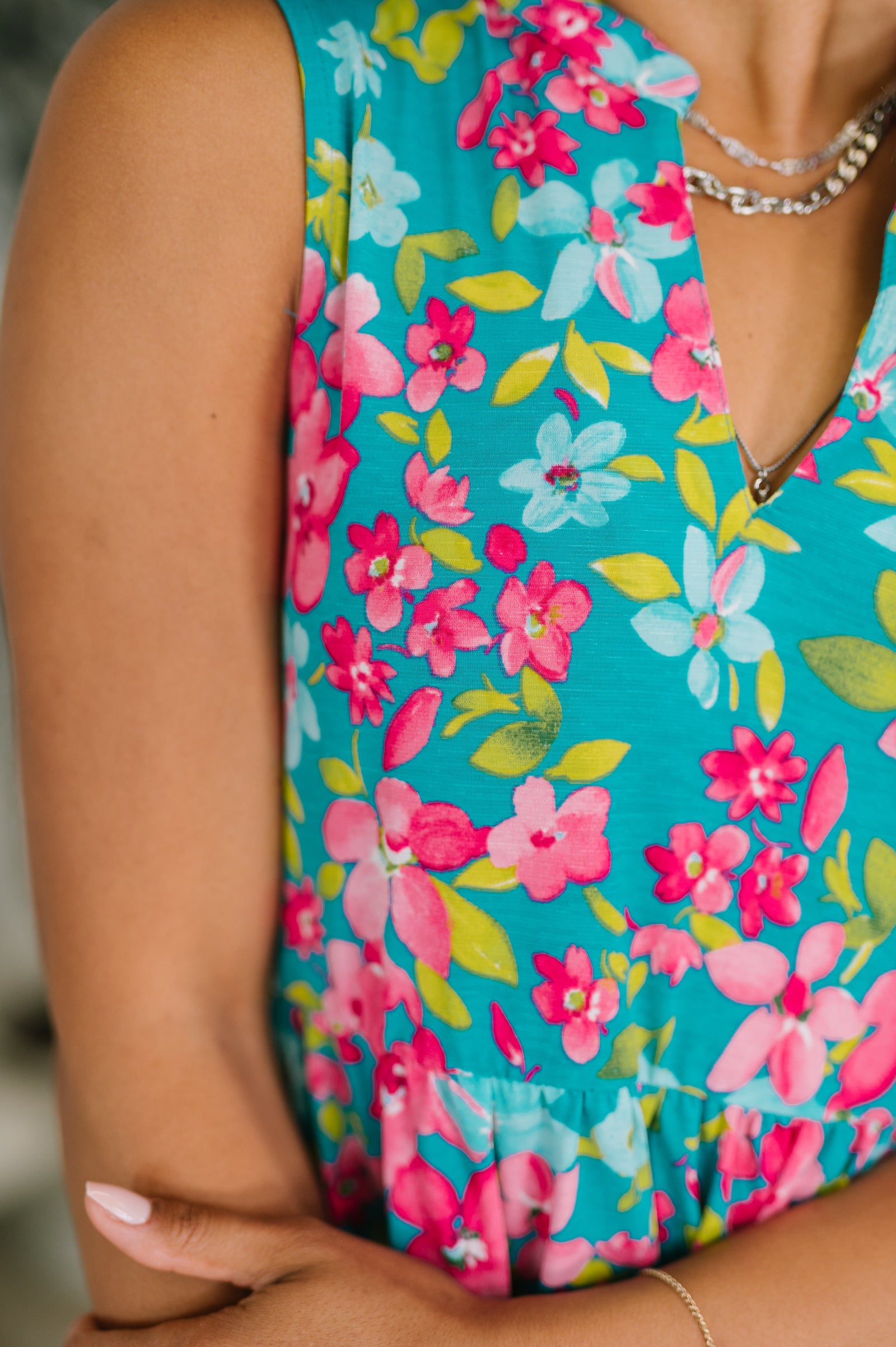 Lizzy Three Tier Tank Dress in Large Ditsy Floral (SM-3X)