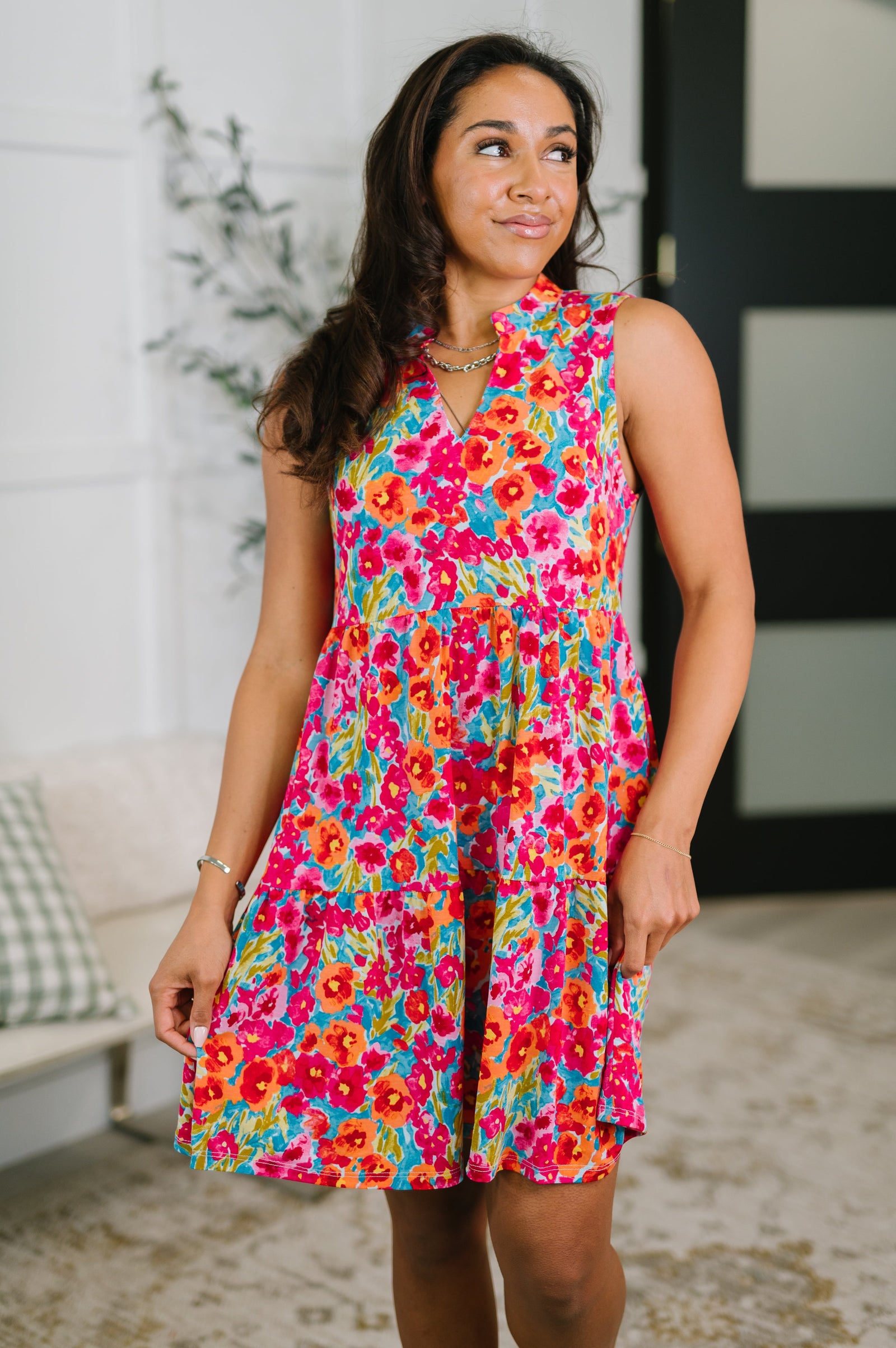 Lizzy Three Tier Tank Dress in Morning Glory (SM-3X)