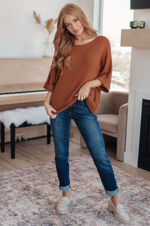 Lotta Love Knitted Sweater Top in Rust (SM-3X)