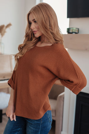 Lotta Love Knitted Sweater Top in Rust (SM-3X)