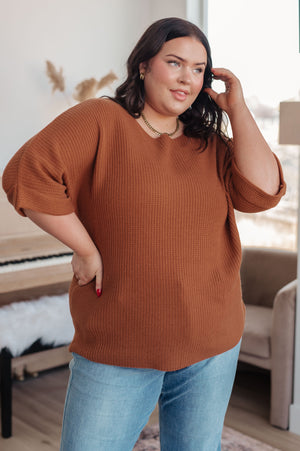 Lotta Love Knitted Sweater Top in Rust (SM-3X)