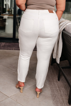 Maddie Mid Rise Braided Side Seam Relaxed Jeans - STB Boutique