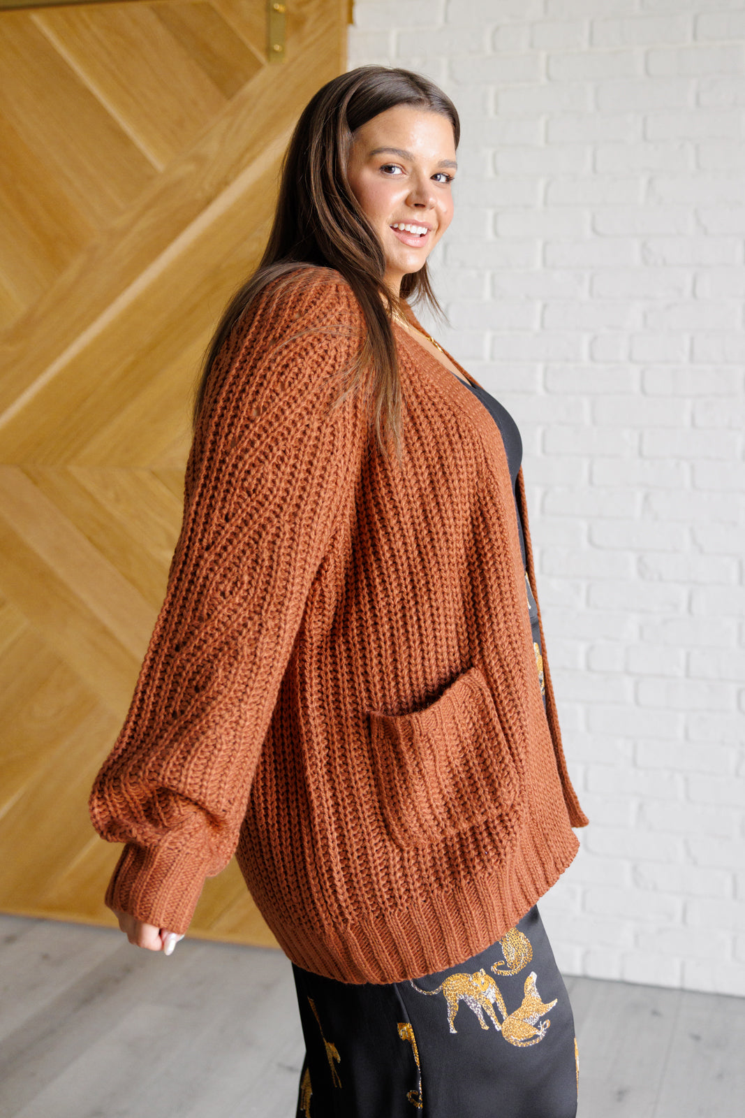 Maybe Monday Cardigan in Chestnut (SM-2X)