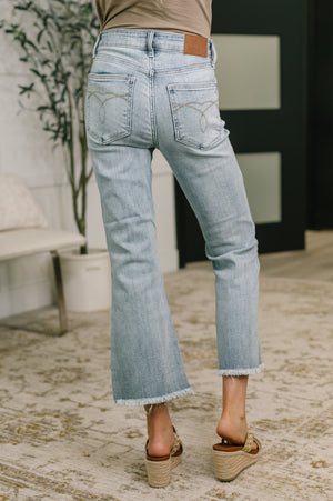Judy Blue Mckaylee Mid Rise Kick Flare Jeans with Frayed Hem (0-24)