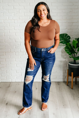 Montana High Rise Rigid Magic Distressed Straight Jeans - STB Boutique