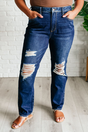 Montana High Rise Rigid Magic Distressed Straight Jeans - STB Boutique
