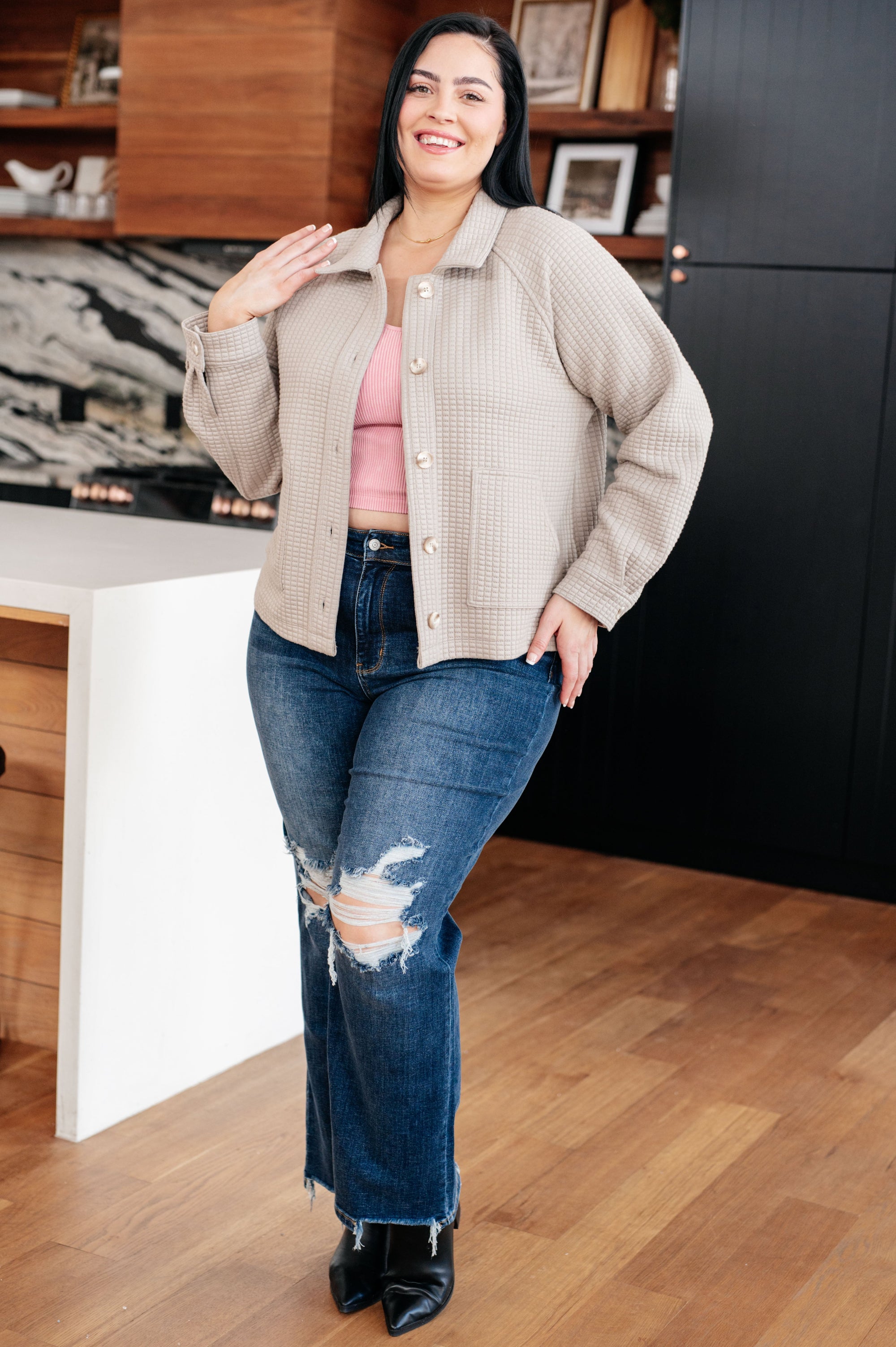 My Best Offer Quilted Texture Shacket (SM-2X)