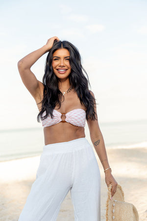 Golden Isle Pink Textured Ring Bikini Top SALE - STB Boutique