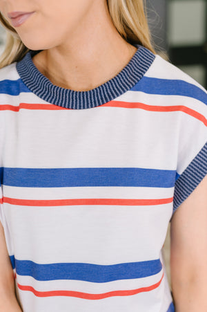 National Beauty Sleeveless Striped Top (SM-3X)