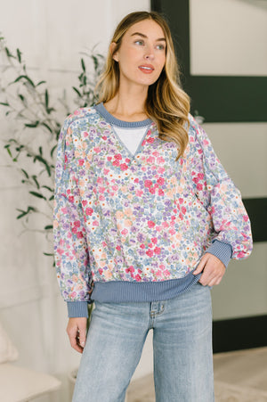 New Opportunities Drop Shoulder Floral Pullover (SM-3X) - STB Boutique