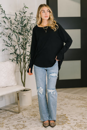 Nice to Each Other Raglan Sleeve Top in Black (SM-XL)