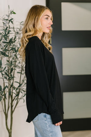Nice to Each Other Raglan Sleeve Top in Black (SM-XL)