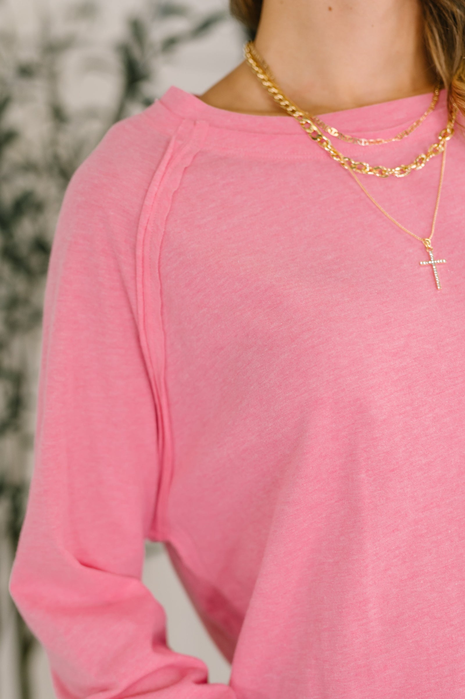 Nice to Each Other Raglan Sleeve Top in Fuchsia - STB Boutique