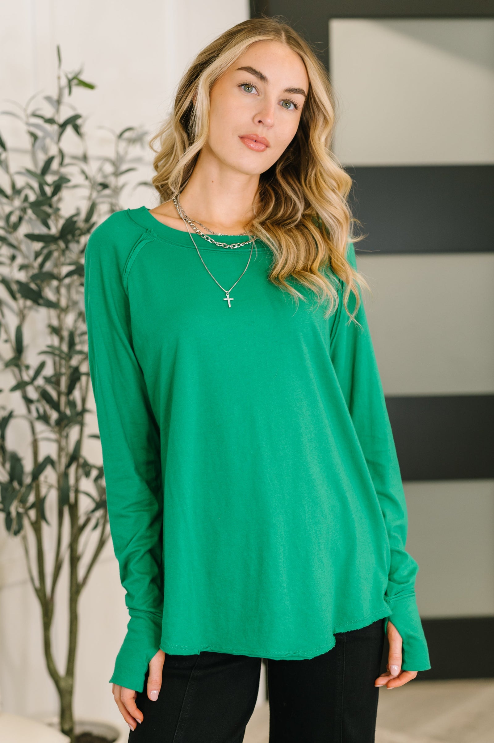 Nice to Each Other Raglan Sleeve Top in Kelly Green (SM-XL)