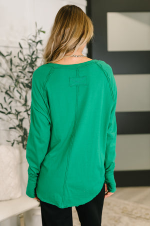Nice to Each Other Raglan Sleeve Top in Kelly Green (SM-XL)