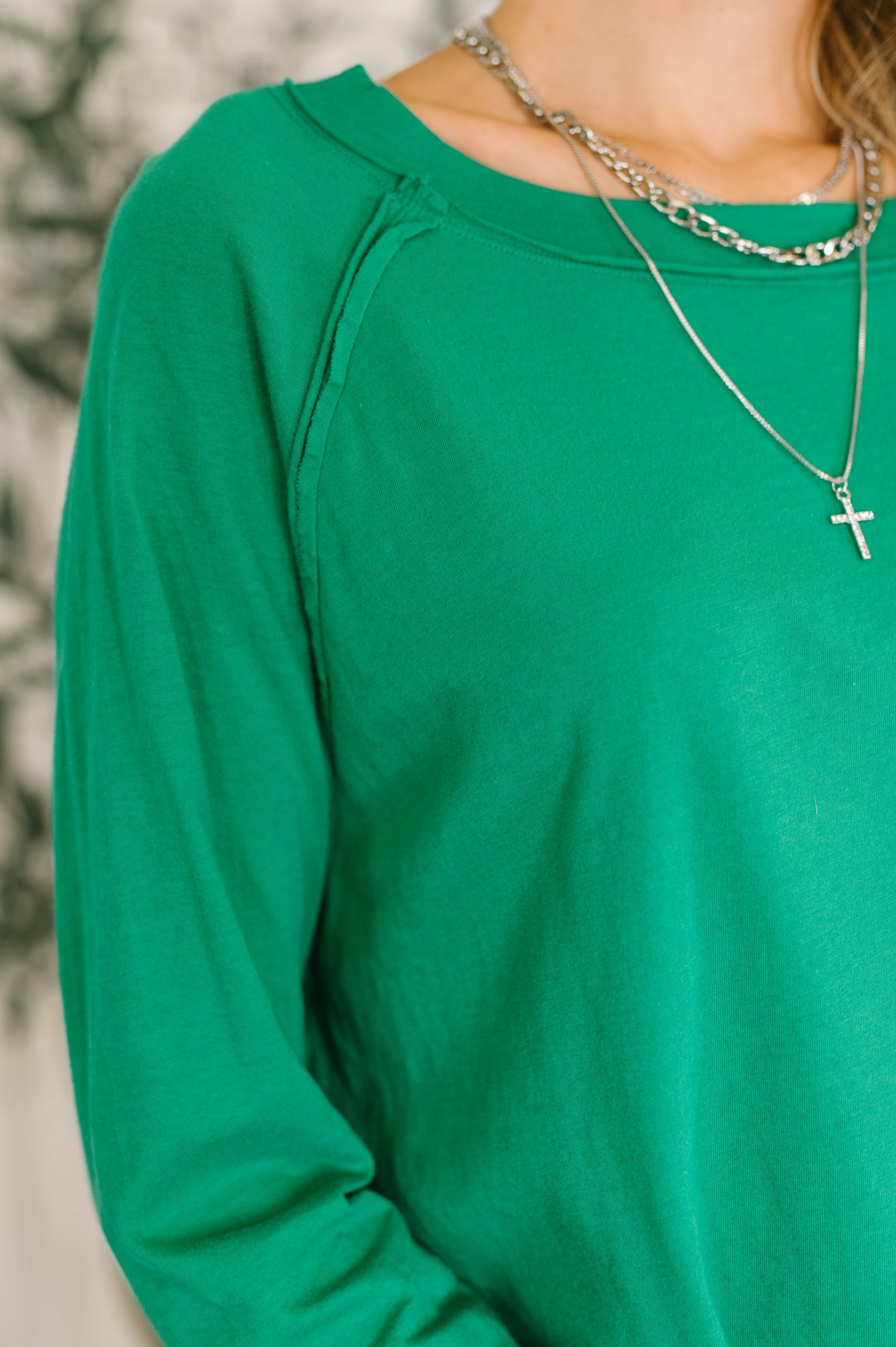 Nice to Each Other Raglan Sleeve Top in Kelly Green (SM-XL)