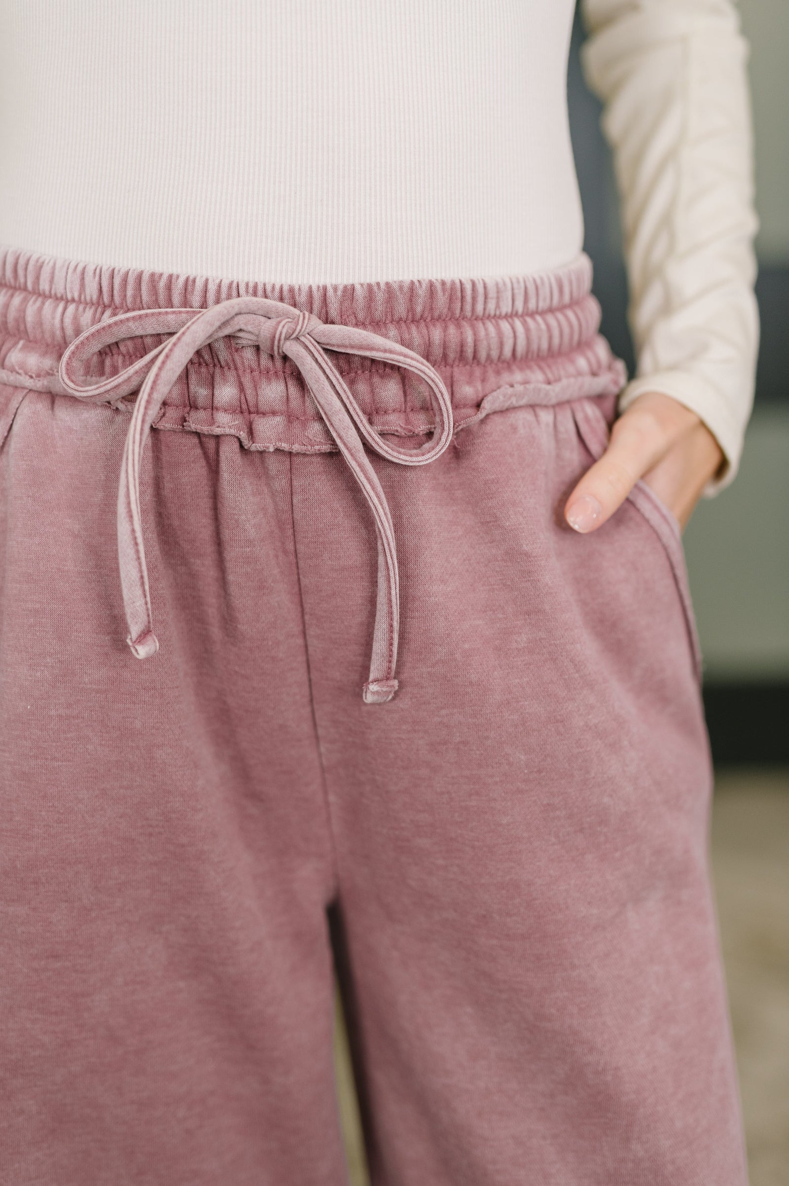 Nights Like This High Waist Palazzo Sweats in Light Rose - STB Boutique