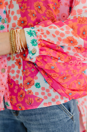 No Hesitation Mixed Print Blouse - STB Boutique