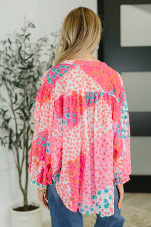No Hesitation Mixed Print Blouse - STB Boutique