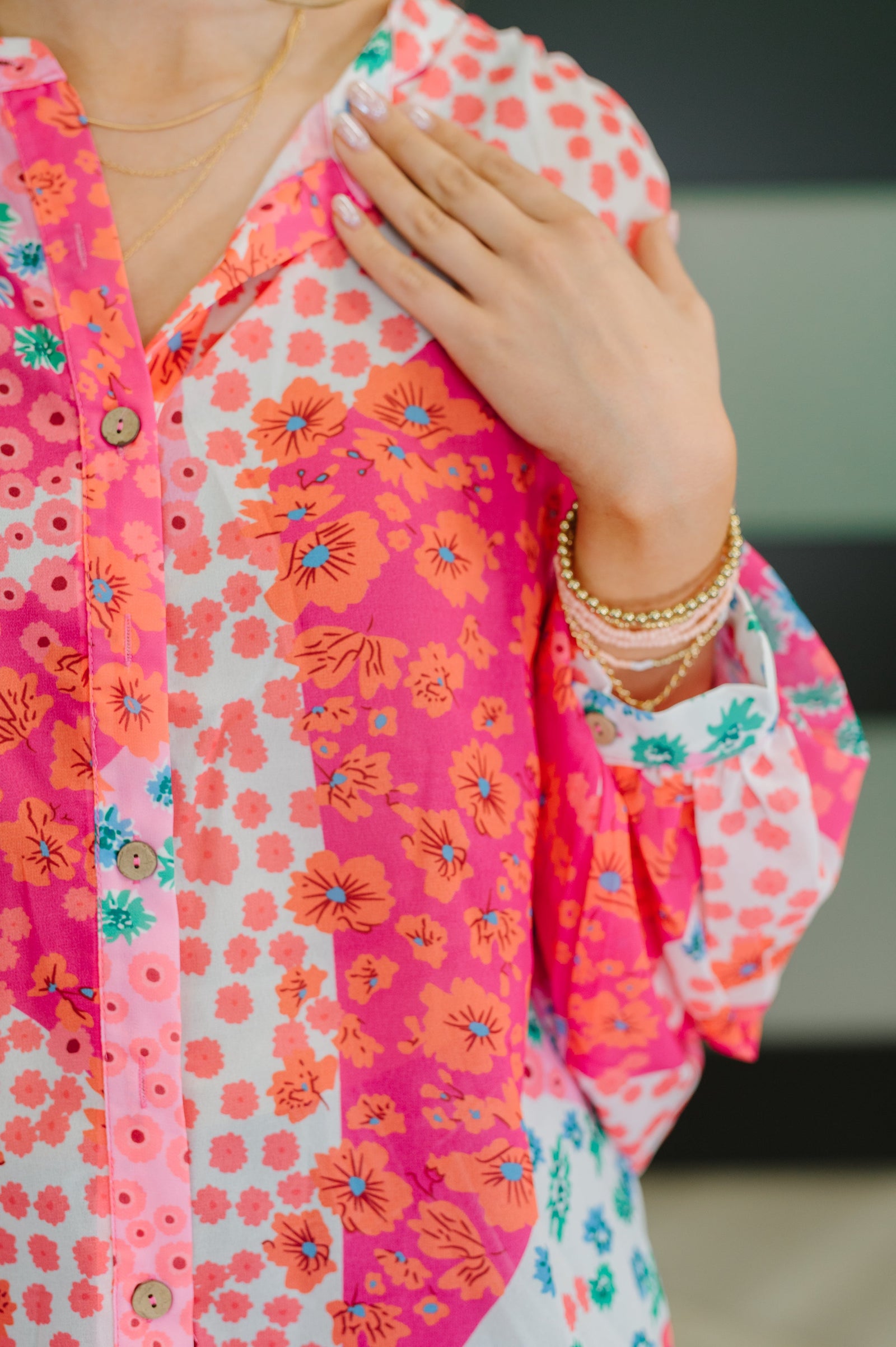 No Hesitation Mixed Print Blouse - STB Boutique