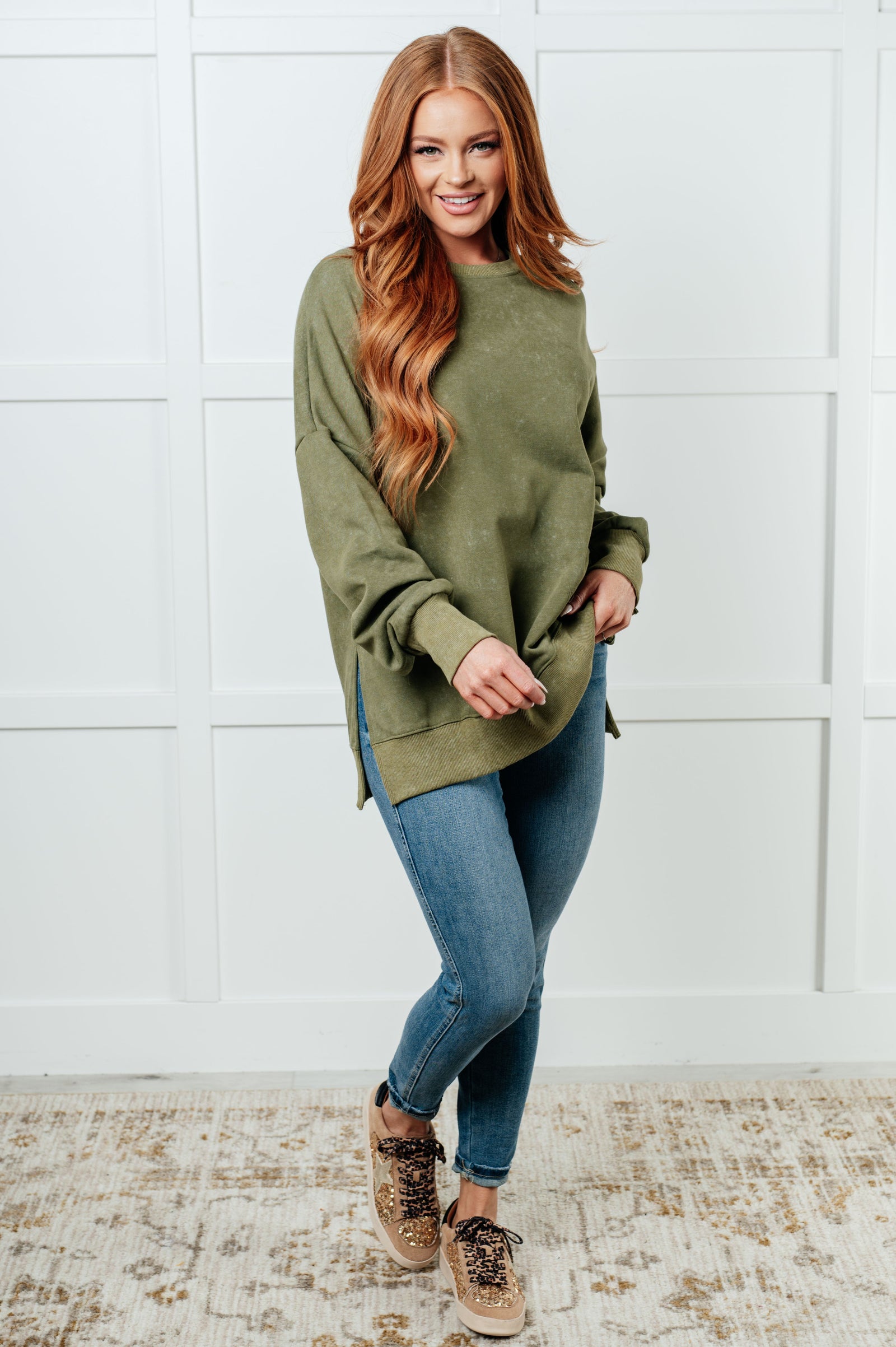 No Plain Jane Oversized Sweatshirt in Green - STB Boutique