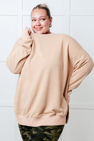 No Plain Jane Oversized Sweatshirt in Khaki - STB Boutique