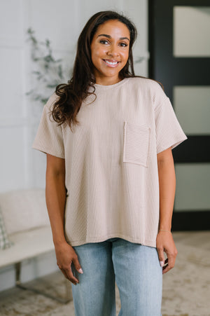Not That complicated Textured Boxy Tee in Ash Mocha (SM-3X)