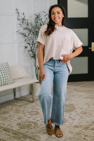 Not That complicated Textured Boxy Tee in Ash Mocha (SM-3X)