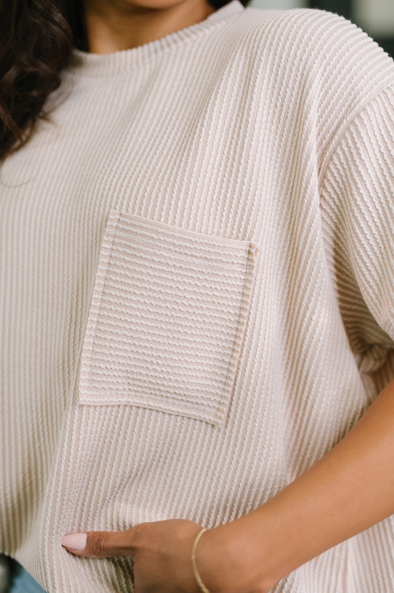 Not That complicated Textured Boxy Tee in Ash Mocha (SM-3X)