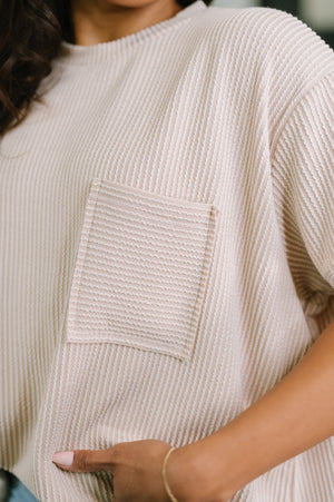 Not That complicated Textured Boxy Tee in Ash Mocha (SM-3X)