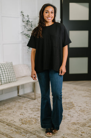 Not That complicated Textured Boxy Tee in Black (SM-3X)