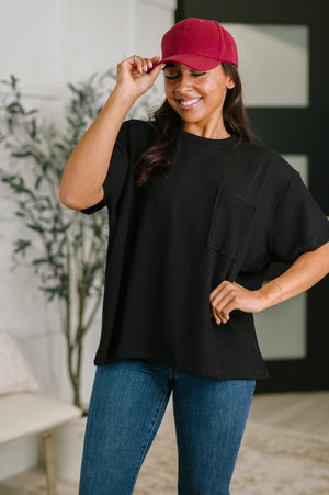 Not That complicated Textured Boxy Tee in Black (SM-3X)