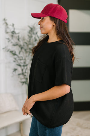 Not That complicated Textured Boxy Tee in Black (SM-3X)