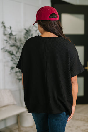 Not That complicated Textured Boxy Tee in Black (SM-3X)