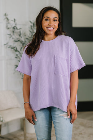 Not That complicated Textured Boxy Tee in Lavender (SM-3X)