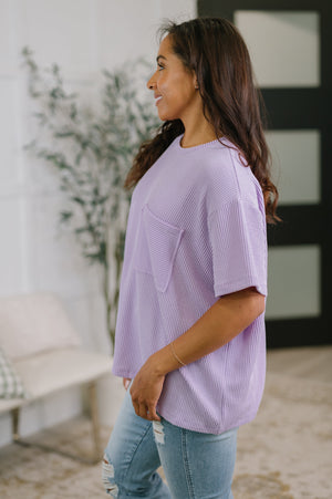 Not That complicated Textured Boxy Tee in Lavender (SM-3X)