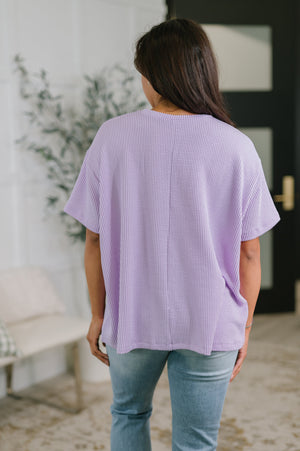 Not That complicated Textured Boxy Tee in Lavender (SM-3X)