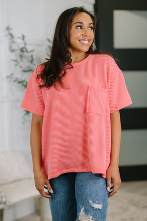 Not That complicated Textured Boxy Tee in Salmon (SM-3X)