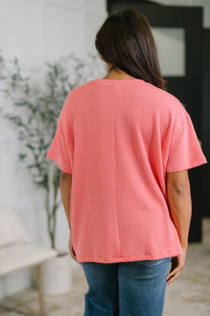 Not That complicated Textured Boxy Tee in Salmon (SM-3X)