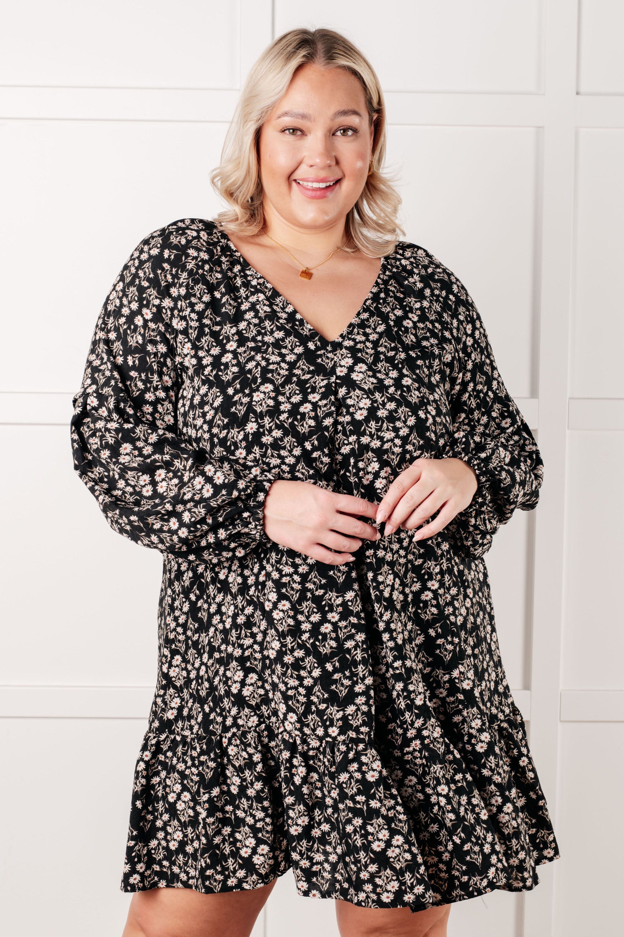 Once Again V-Neck Floral Dress (SM-3X)