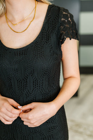 On the Town Lace Scoop Neck Dress in Black (SM-3X)