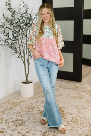Outside Advantage Mixed Print Boho Blouse (SM-XL)