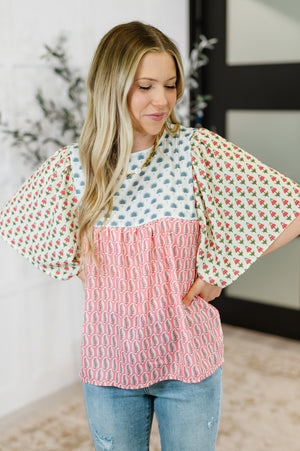 Outside Advantage Mixed Print Boho Blouse (SM-XL)