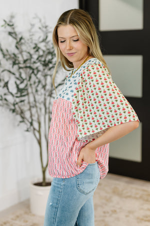 Outside Advantage Mixed Print Boho Blouse (SM-XL)
