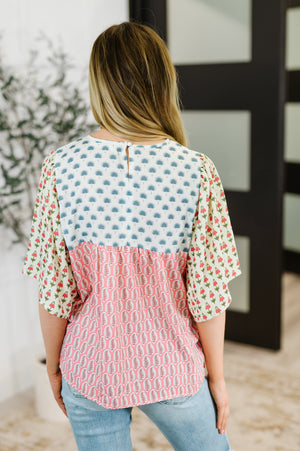 Outside Advantage Mixed Print Boho Blouse (SM-XL)