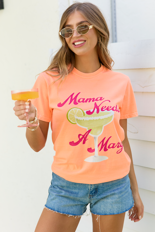 Mama Needs A Marg Neon Orange Graphic Tee - STB Boutique