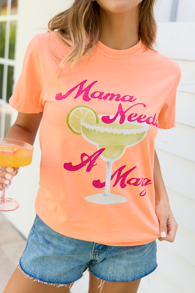 Mama Needs A Marg Neon Orange Graphic Tee - STB Boutique