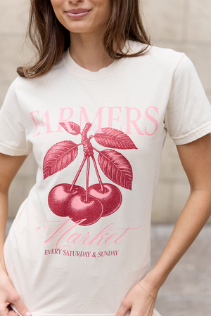 Farmers Market Cherries Ivory Graphic Tee - STB Boutique
