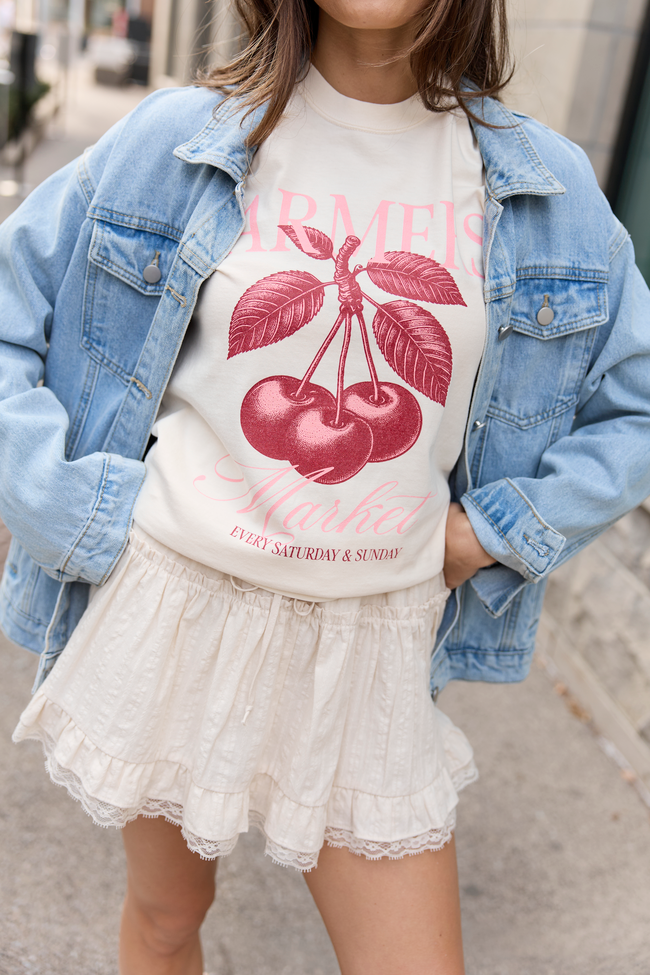 Farmers Market Cherries Ivory Graphic Tee - STB Boutique